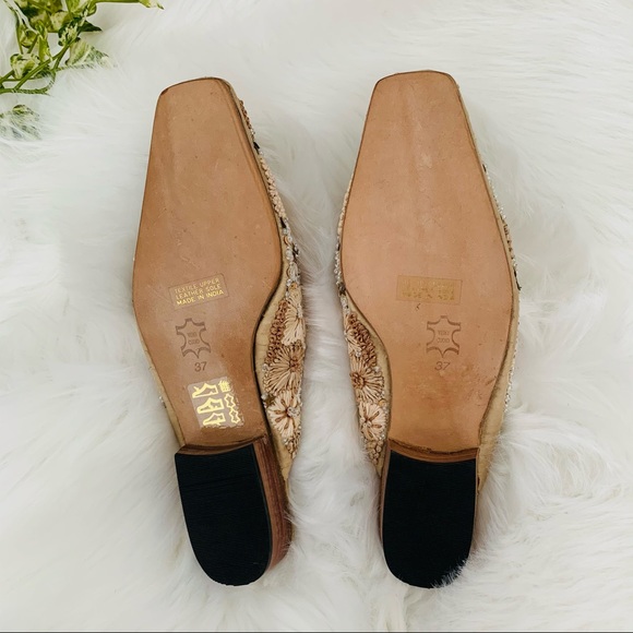 BCBGMaxAzria Ivory Tan Sequin Beaded Mules - Picture 9 of 10